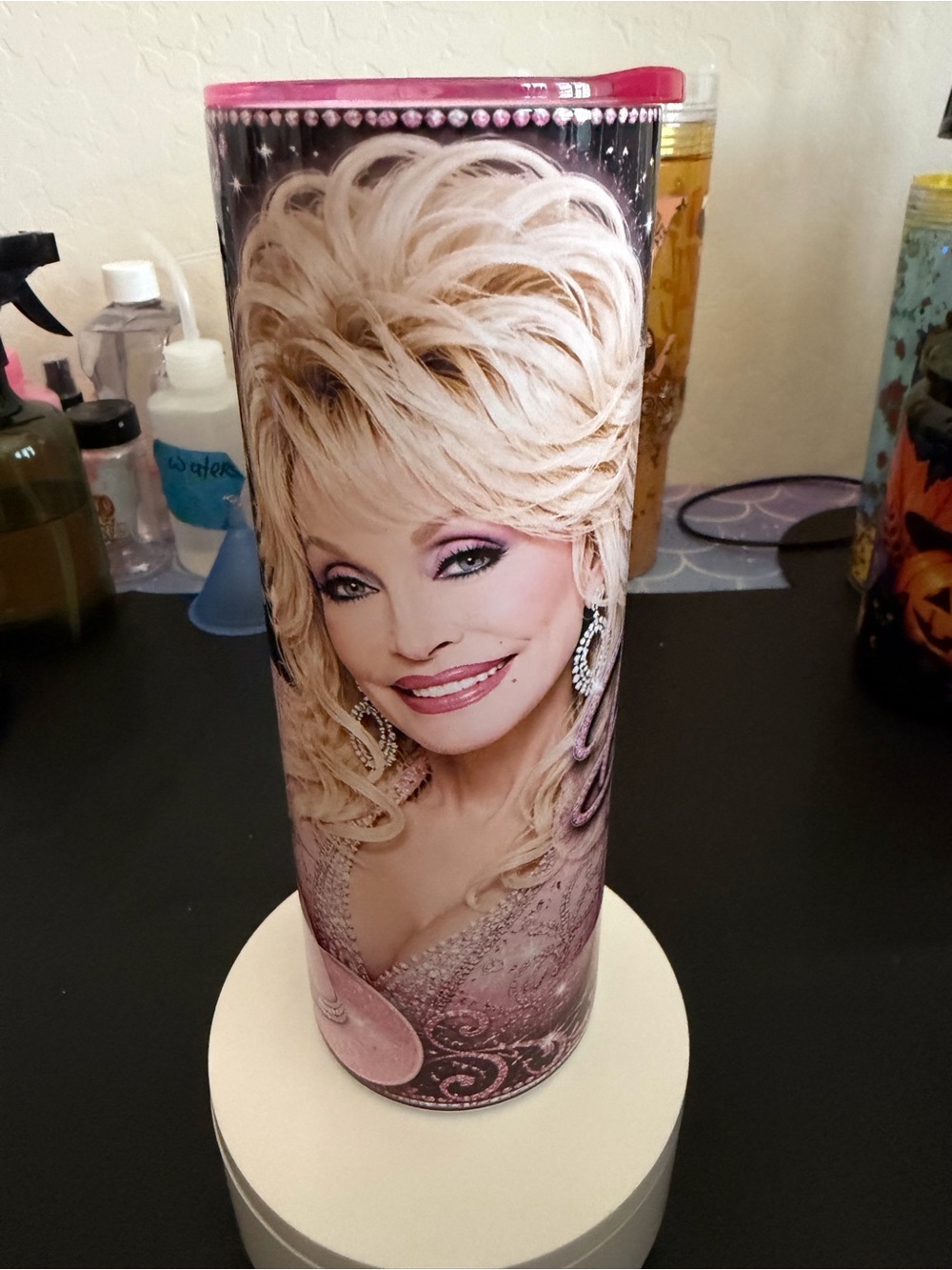 Dolly Print Decorative Tumbler - Pink